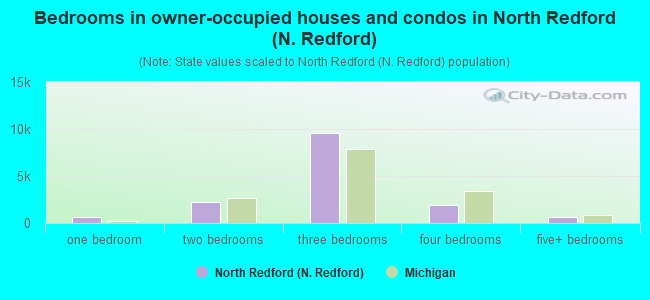 Bedrooms in owner-occupied houses and condos in North Redford (N. Redford)
