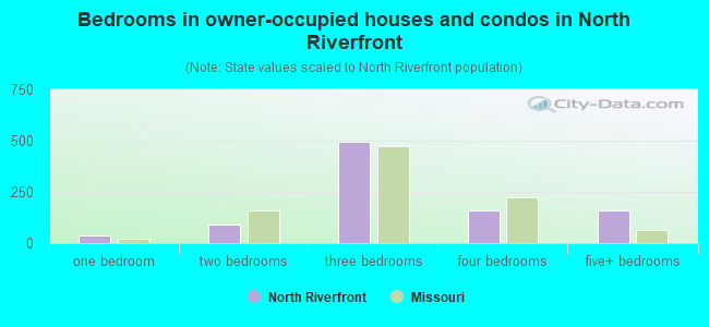 Bedrooms in owner-occupied houses and condos in North Riverfront