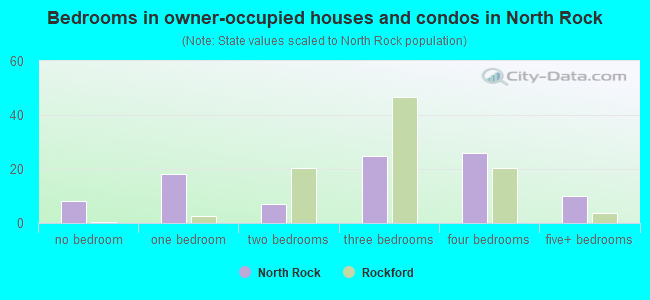 Bedrooms in owner-occupied houses and condos in North Rock