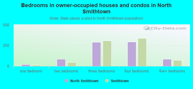 Bedrooms in owner-occupied houses and condos in North Smithtown