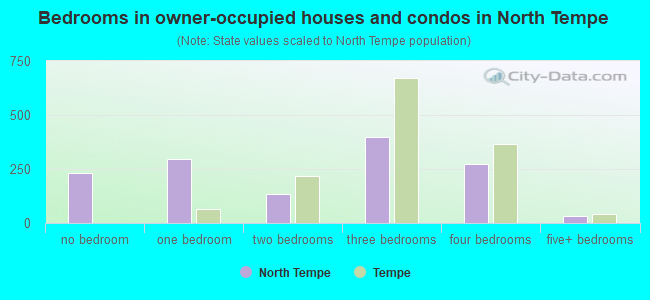Bedrooms in owner-occupied houses and condos in North Tempe
