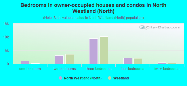 Bedrooms in owner-occupied houses and condos in North Westland (North)