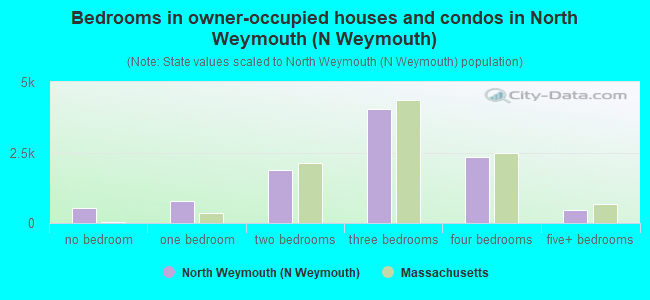 Bedrooms in owner-occupied houses and condos in North Weymouth (N Weymouth)