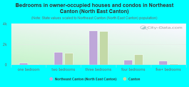 Bedrooms in owner-occupied houses and condos in Northeast Canton (North East Canton)