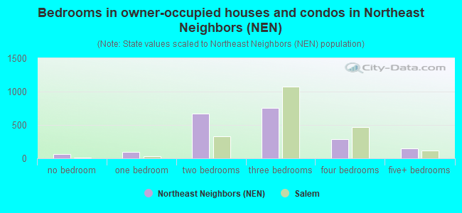 Bedrooms in owner-occupied houses and condos in Northeast Neighbors (NEN)