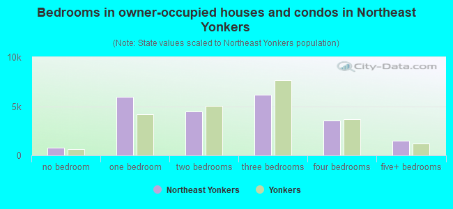 Bedrooms in owner-occupied houses and condos in Northeast Yonkers