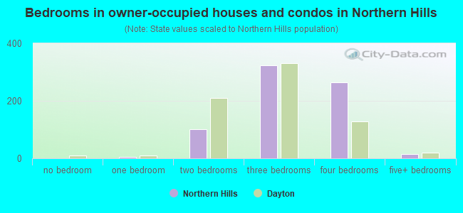 Bedrooms in owner-occupied houses and condos in Northern Hills
