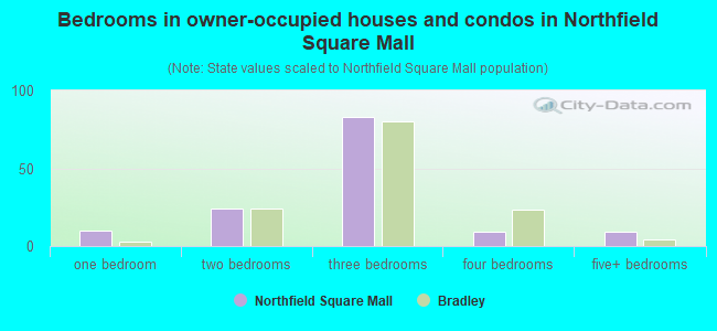 Bedrooms in owner-occupied houses and condos in Northfield Square Mall
