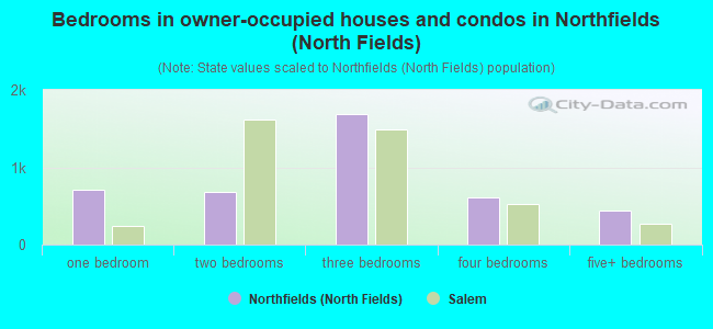 Bedrooms in owner-occupied houses and condos in Northfields (North Fields)
