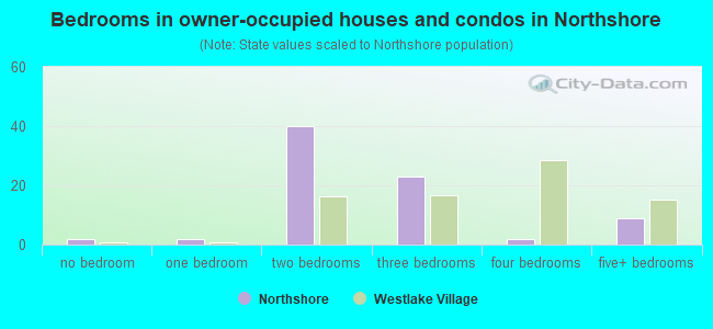 Bedrooms in owner-occupied houses and condos in Northshore