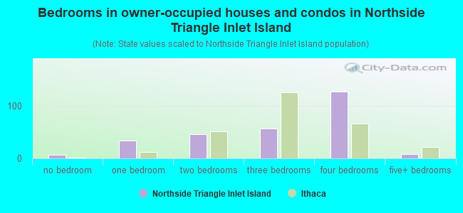 Bedrooms in owner-occupied houses and condos in Northside Triangle Inlet Island