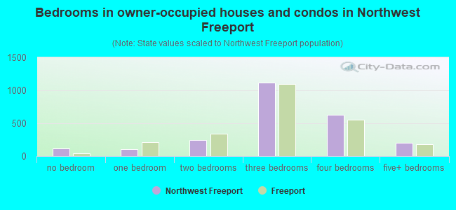 Bedrooms in owner-occupied houses and condos in Northwest Freeport