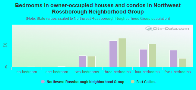 Bedrooms in owner-occupied houses and condos in Northwest Rossborough Neighborhood Group