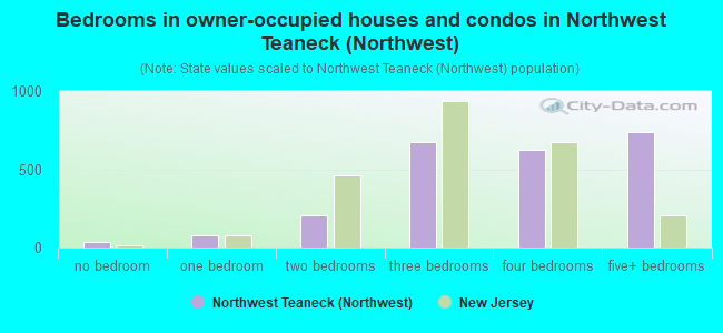 Bedrooms in owner-occupied houses and condos in Northwest Teaneck (Northwest)