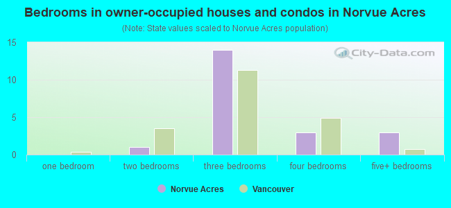 Bedrooms in owner-occupied houses and condos in Norvue Acres