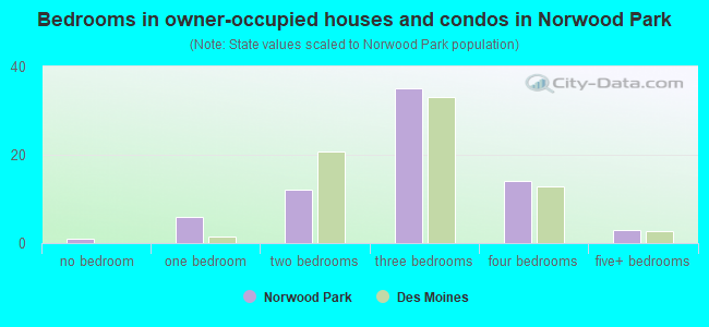 Bedrooms in owner-occupied houses and condos in Norwood Park