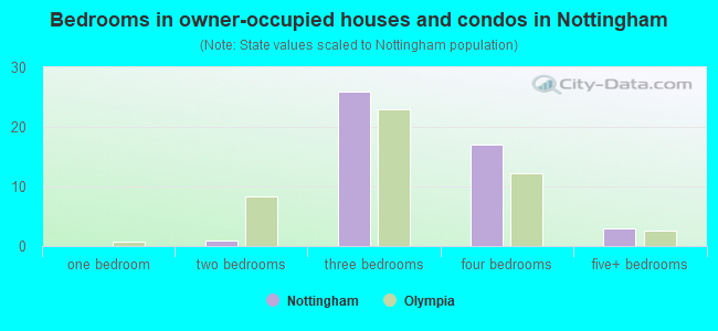 Bedrooms in owner-occupied houses and condos in Nottingham