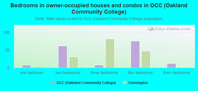 Bedrooms in owner-occupied houses and condos in OCC (Oakland Community College)