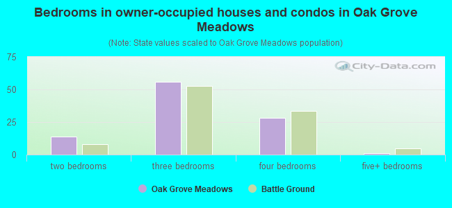 Bedrooms in owner-occupied houses and condos in Oak Grove Meadows