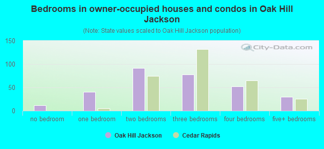 Bedrooms in owner-occupied houses and condos in Oak Hill Jackson