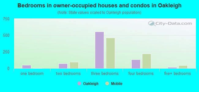 Bedrooms in owner-occupied houses and condos in Oakleigh