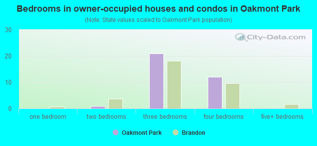 Bedrooms in owner-occupied houses and condos in Oakmont Park