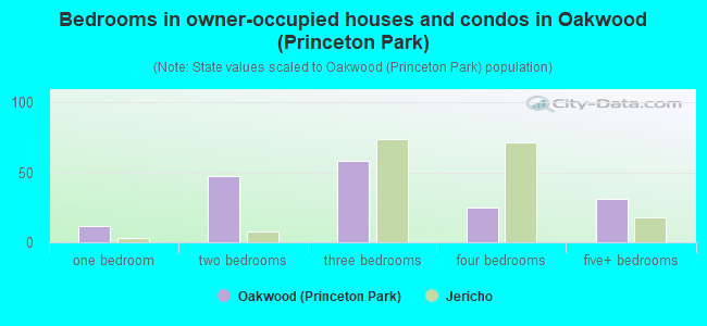 Bedrooms in owner-occupied houses and condos in Oakwood (Princeton Park)
