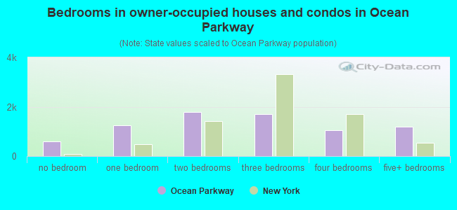 Bedrooms in owner-occupied houses and condos in Ocean Parkway