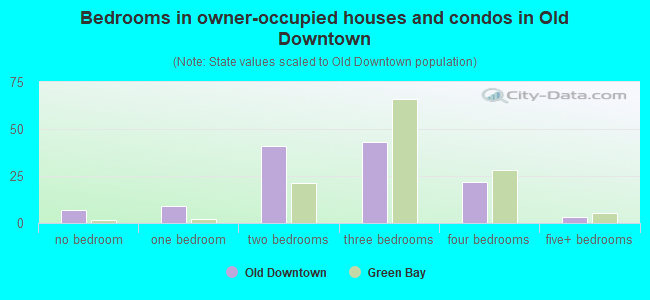 Bedrooms in owner-occupied houses and condos in Old Downtown