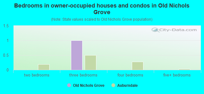 Bedrooms in owner-occupied houses and condos in Old Nichols Grove