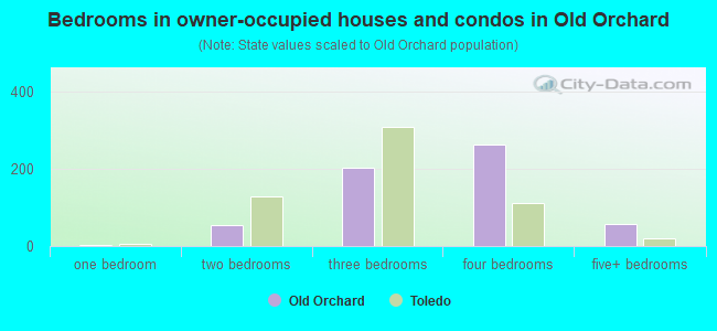 Bedrooms in owner-occupied houses and condos in Old Orchard