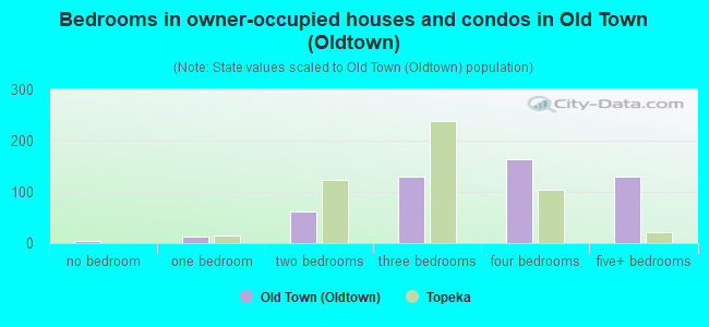 Bedrooms in owner-occupied houses and condos in Old Town (Oldtown)