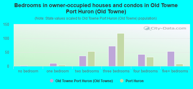 Bedrooms in owner-occupied houses and condos in Old Towne Port Huron (Old Towne)