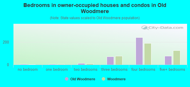 Bedrooms in owner-occupied houses and condos in Old Woodmere