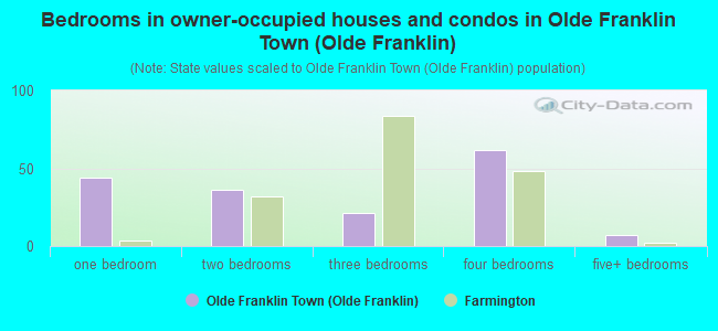 Bedrooms in owner-occupied houses and condos in Olde Franklin Town (Olde Franklin)