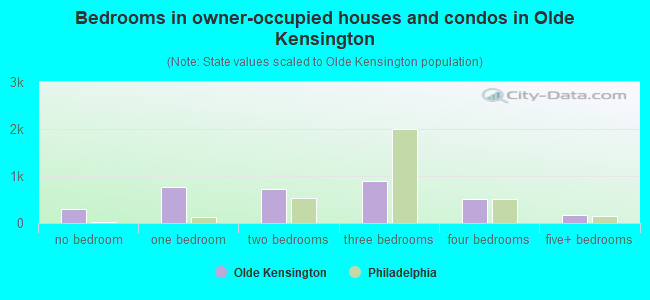 Bedrooms in owner-occupied houses and condos in Olde Kensington
