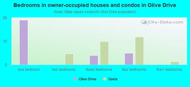 Bedrooms in owner-occupied houses and condos in Olive Drive