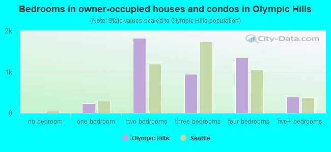 Bedrooms in owner-occupied houses and condos in Olympic Hills