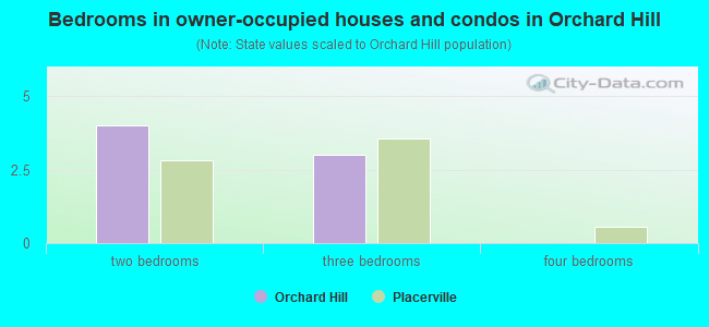 Bedrooms in owner-occupied houses and condos in Orchard Hill