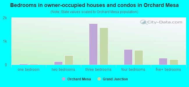 Bedrooms in owner-occupied houses and condos in Orchard Mesa