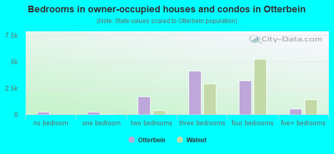 Bedrooms in owner-occupied houses and condos in Otterbein