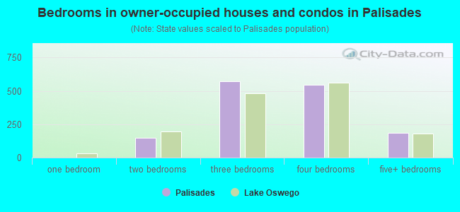 Bedrooms in owner-occupied houses and condos in Palisades