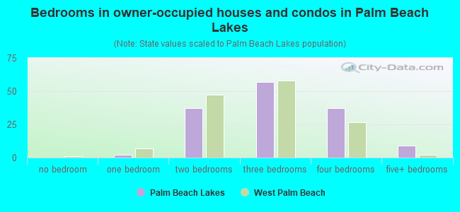 Bedrooms in owner-occupied houses and condos in Palm Beach Lakes