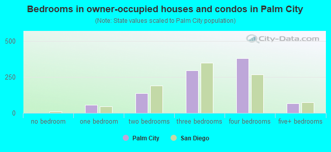 Bedrooms in owner-occupied houses and condos in Palm City