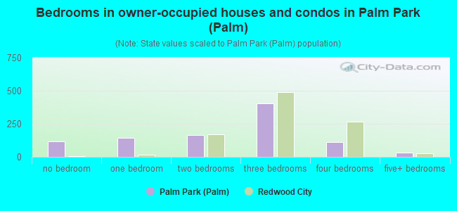 Bedrooms in owner-occupied houses and condos in Palm Park (Palm)