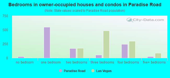 Bedrooms in owner-occupied houses and condos in Paradise Road