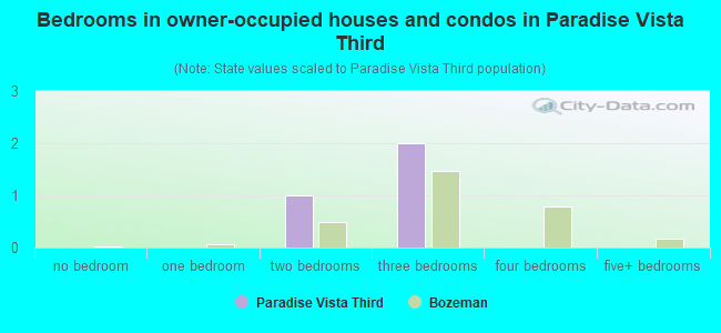 Bedrooms in owner-occupied houses and condos in Paradise Vista Third