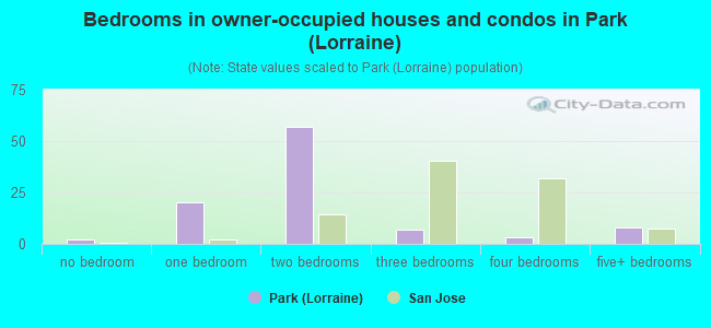 Bedrooms in owner-occupied houses and condos in Park (Lorraine)
