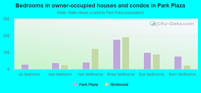Bedrooms in owner-occupied houses and condos in Park Plaza