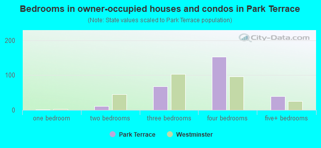 Bedrooms in owner-occupied houses and condos in Park Terrace